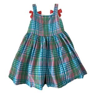 Janie and Jack Girl's‎ Blue Green Pink Plaid Dress SZ 3T